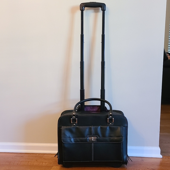 SAMSONITE WOMEN'S MOBILE OFFICE Black Faux Leather with purple interior travel - Picture 11 of 11